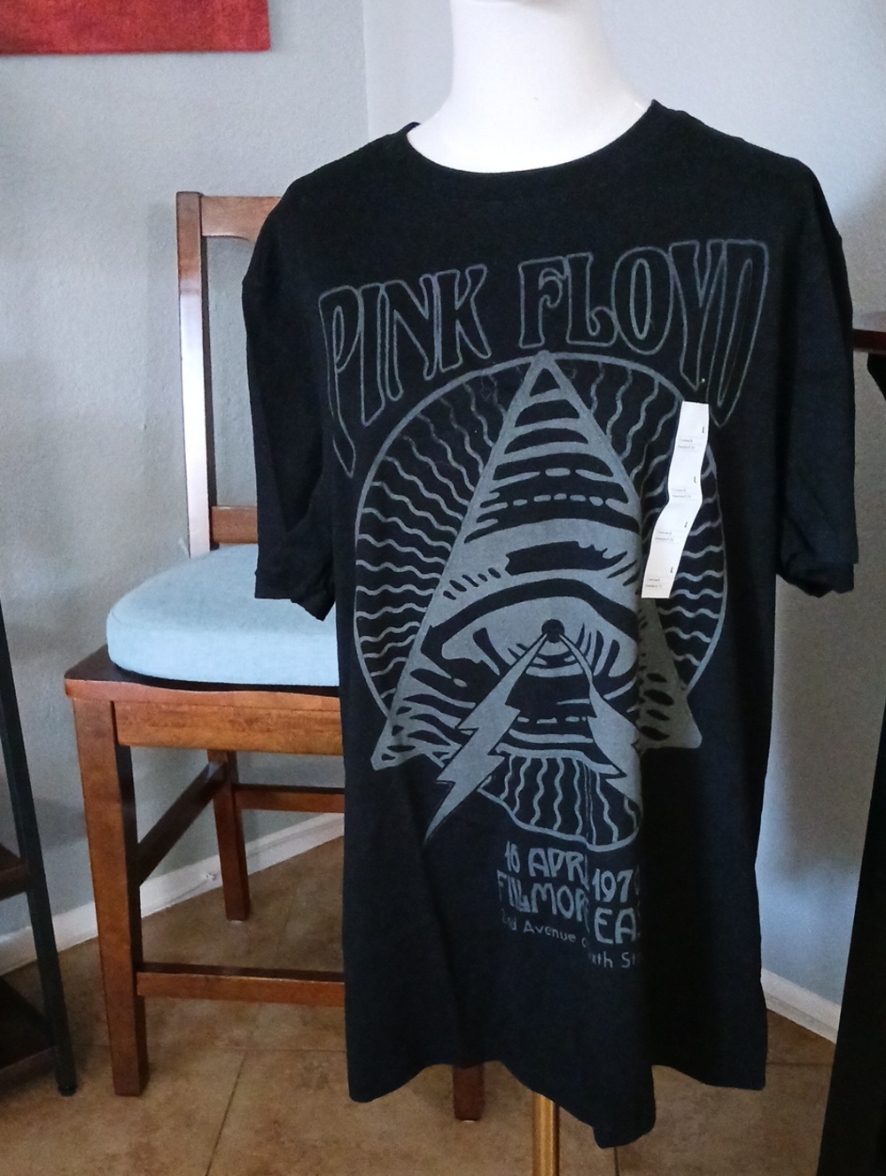 Pink Floyd Black Graphic Short Sleeve Tee From 1970 Concert At Filmore East